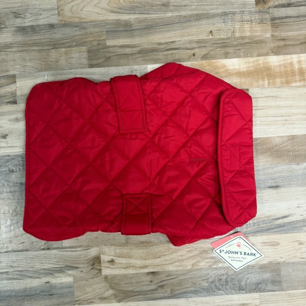 NWT St Johns Bark Quilted Dog Coat Medium Cabaret Red Vest Jacket Pet Dogs